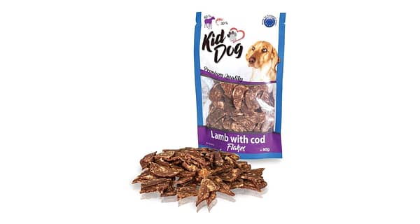 KIDDOG jehněčí lupínky s mořskou treskou 80 g